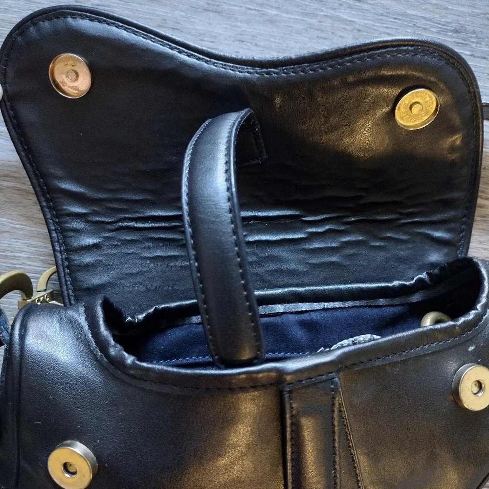 Vintage Dior Black Leather Saddle Bag - Picture 11 of 15